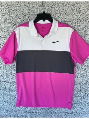 Men's Nike Dri -Fit Vapor Golf Polo Shirt Pink/Black/White  Size US Medium